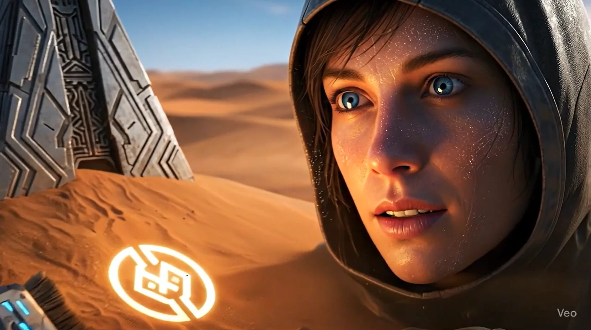 Futuristic Desert Mystery | Lone Explorer Discovers Ancient Metallic Structure