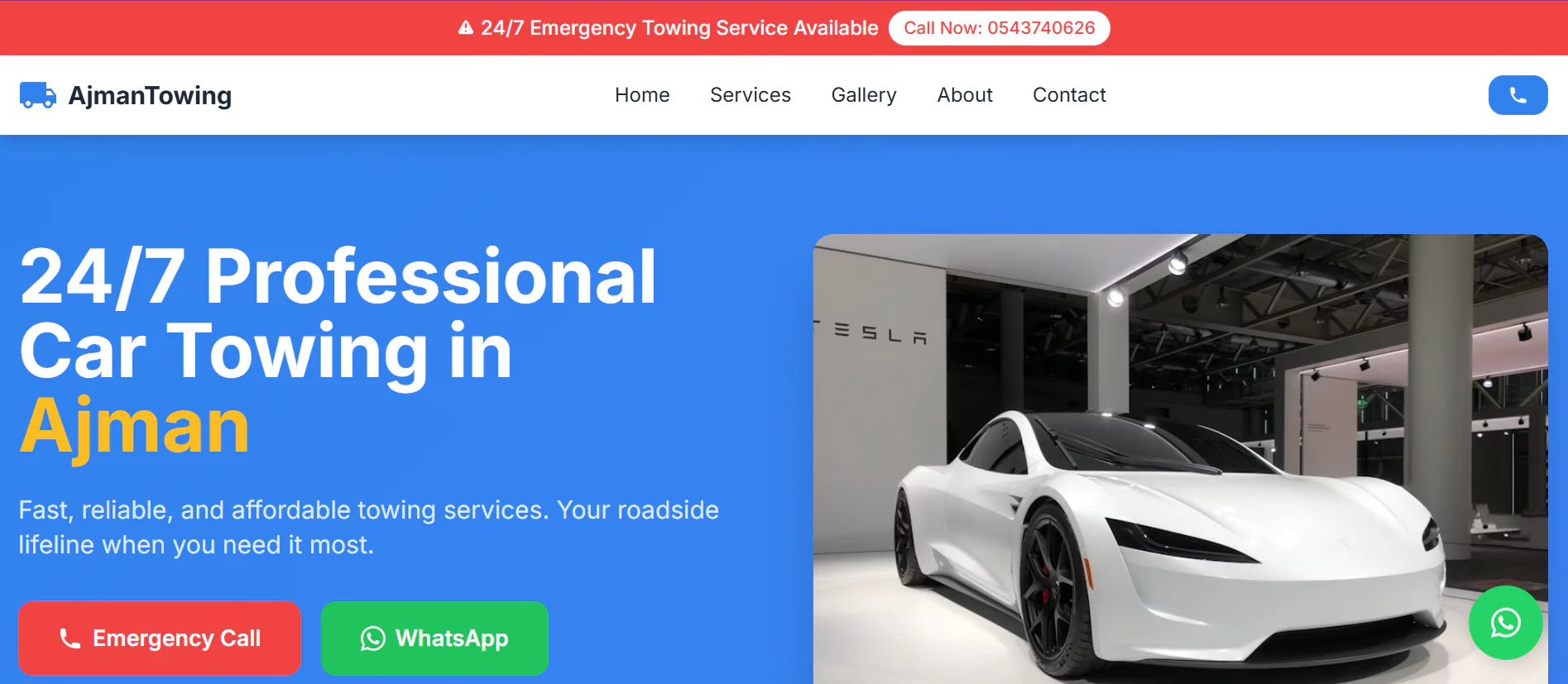 Premium Ajman Towing Website Source Code – Built with ReactJS
