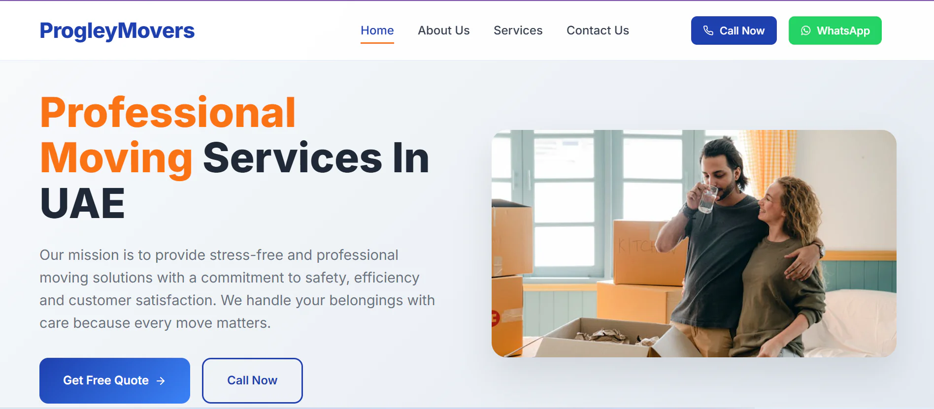 ProgleyMovers – Professional Moving & Relocation Services Website Template (UAE Movers & Packers)